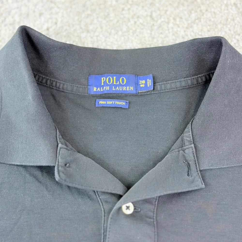 Polo Ralph Lauren Pima Soft Touch Polo Shirt‎ 2XB Black Classic Fit Minimalist